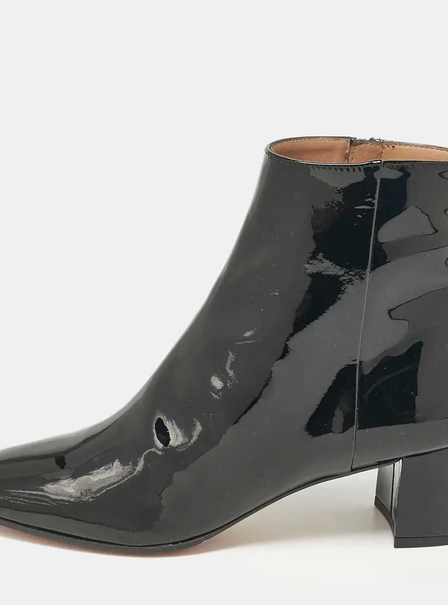 Aquazzura Black Patent Leather Ankle Length Boots Size 41