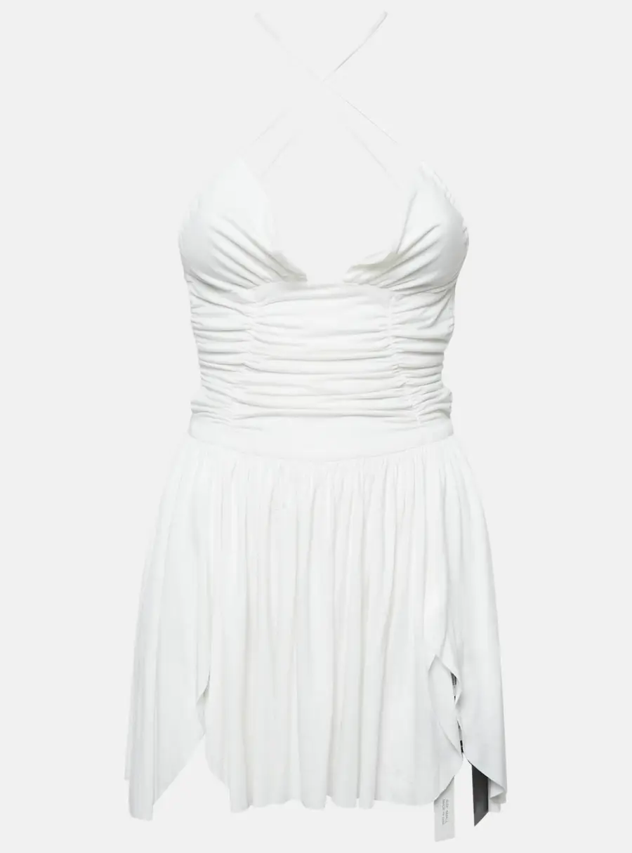 Are You Am I White Jersey Mini Dress S