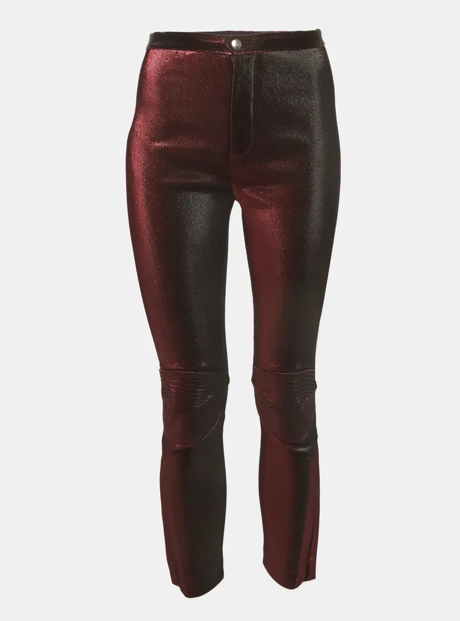 Area Burgundy Lurex Knit Knee Panel Pants S