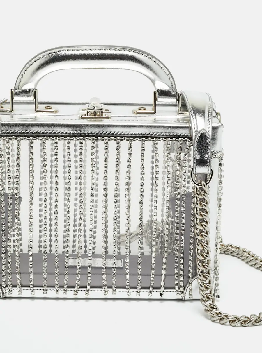 Area x Bertoni Ling Ling Silver Leather and PVC Top Handle Bag