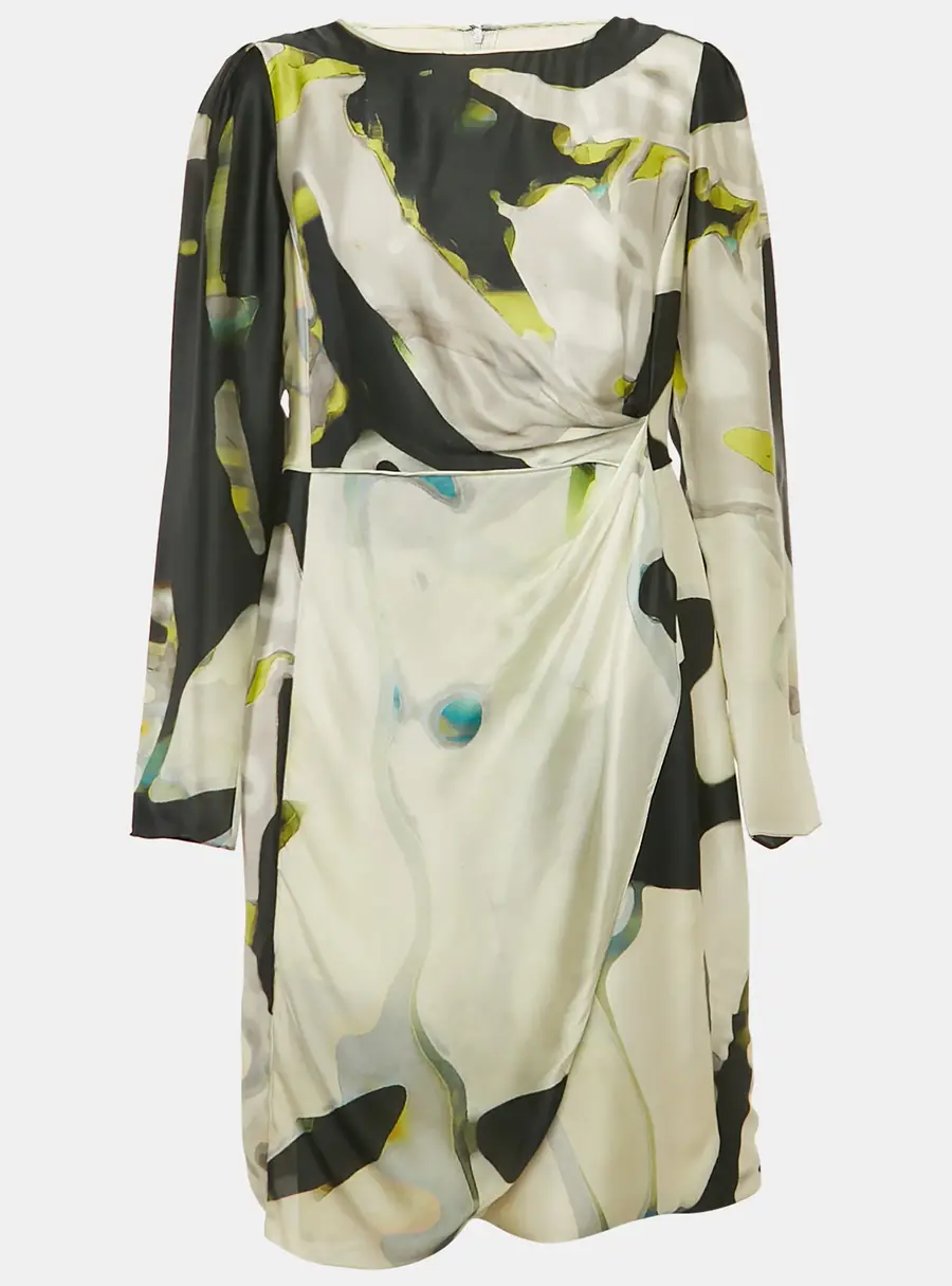 Armani Collezioni Multicolor Printed Satin Draped Mini Dress L