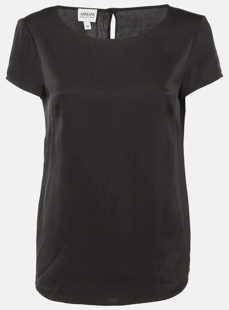 Armani Collezioni Black Silk Short Sleeve Top M