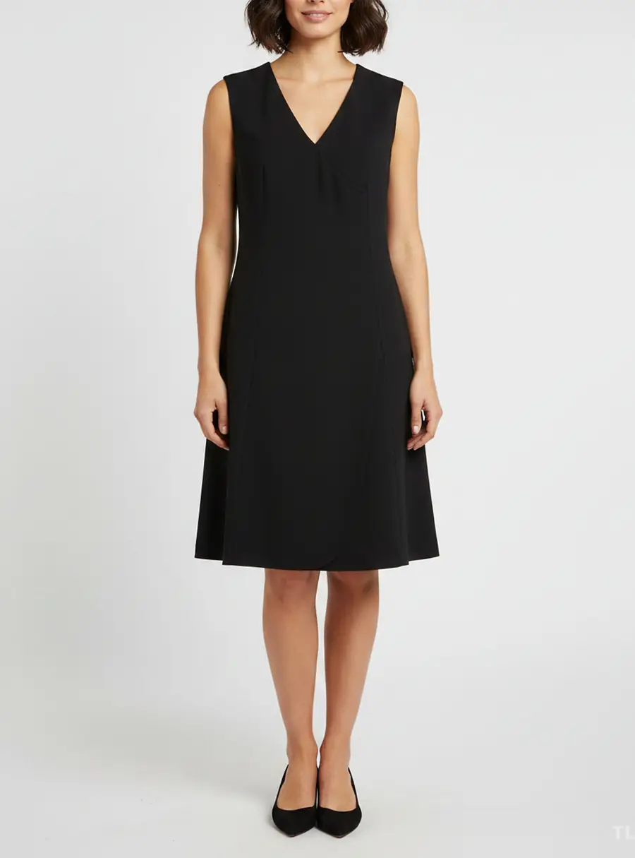 Armani Collezioni Black Textured Stretch Crepe Sleeveless Dress L