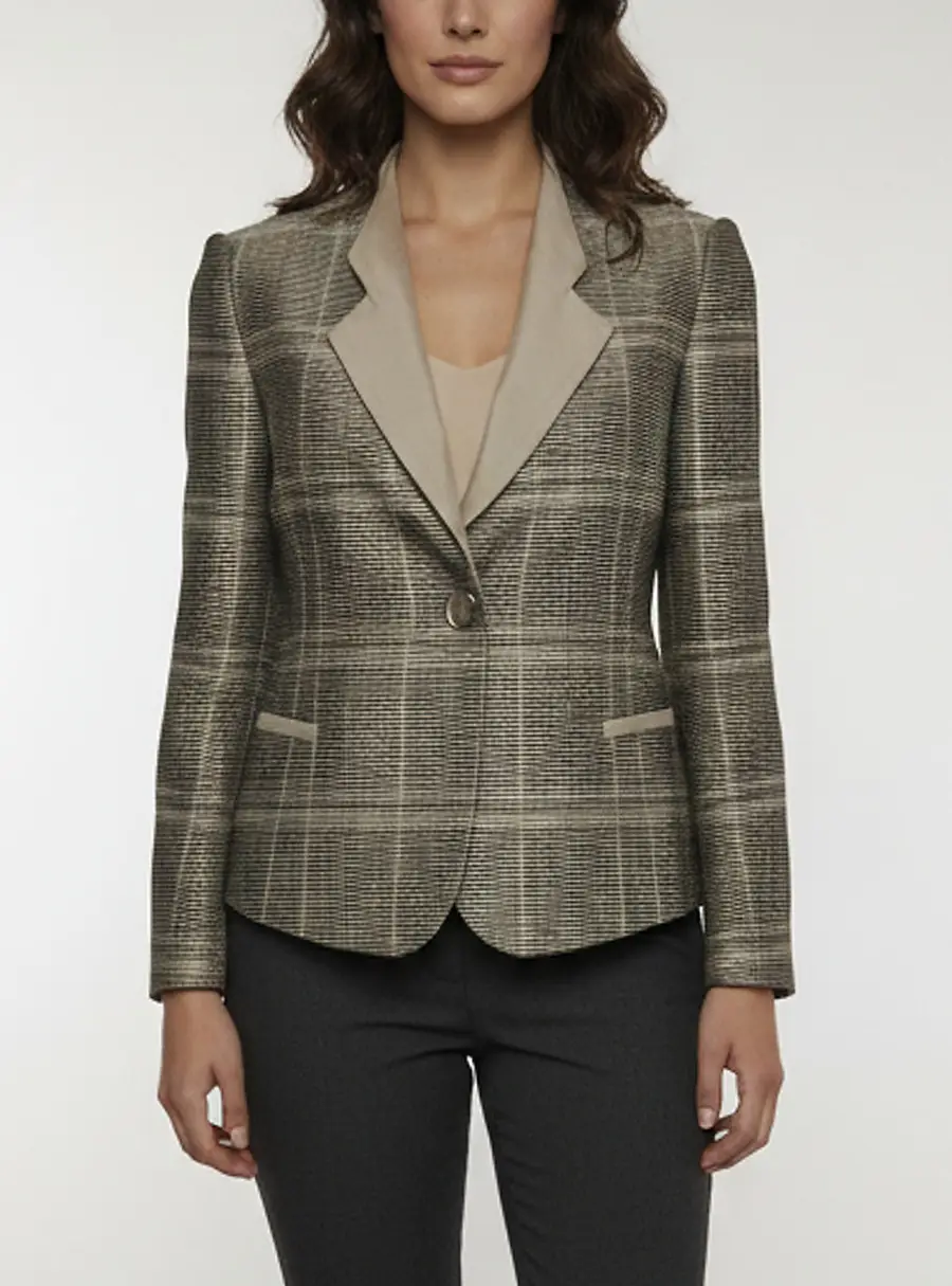 Armani Collezioni Multicolor Textured Crepe Long Sleeve Blazer