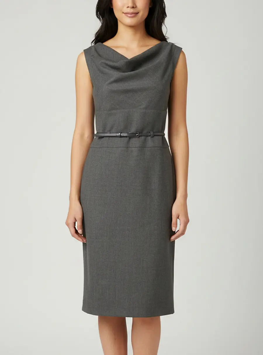 Armani Collezioni Grey Stretch Wool Sleeveless Mini Dress S