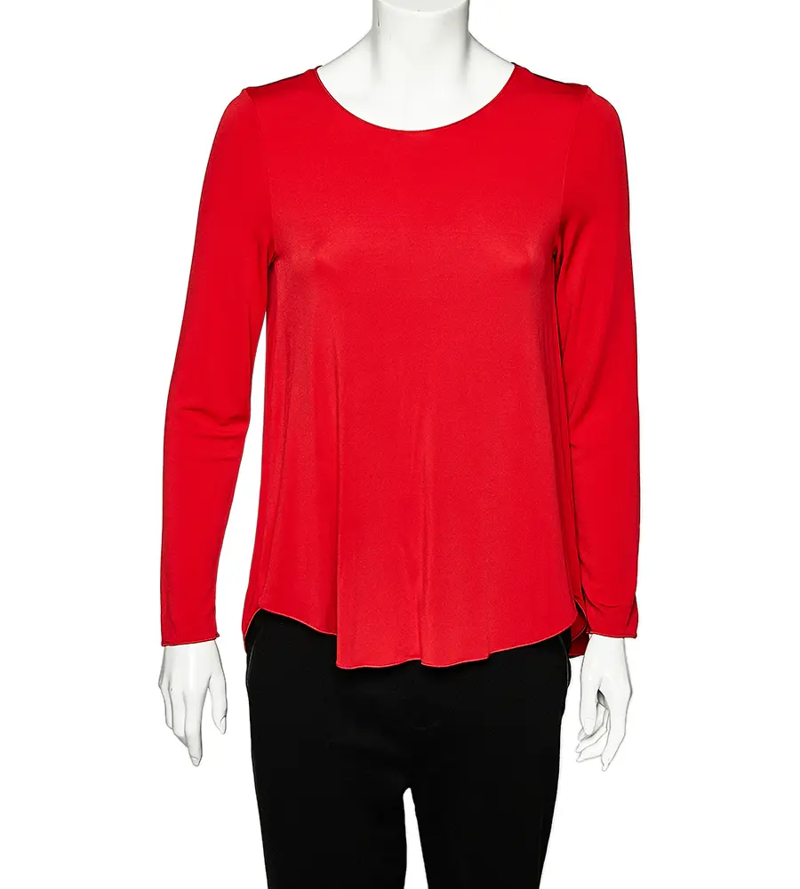 Armani Collezioni Red Jersey Round Neck Top M