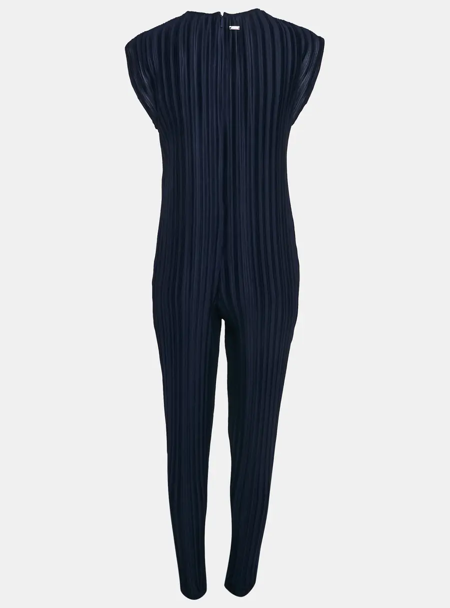 Armani Exchange Navy Blue Plisse Sleeveless Jumpsuit M