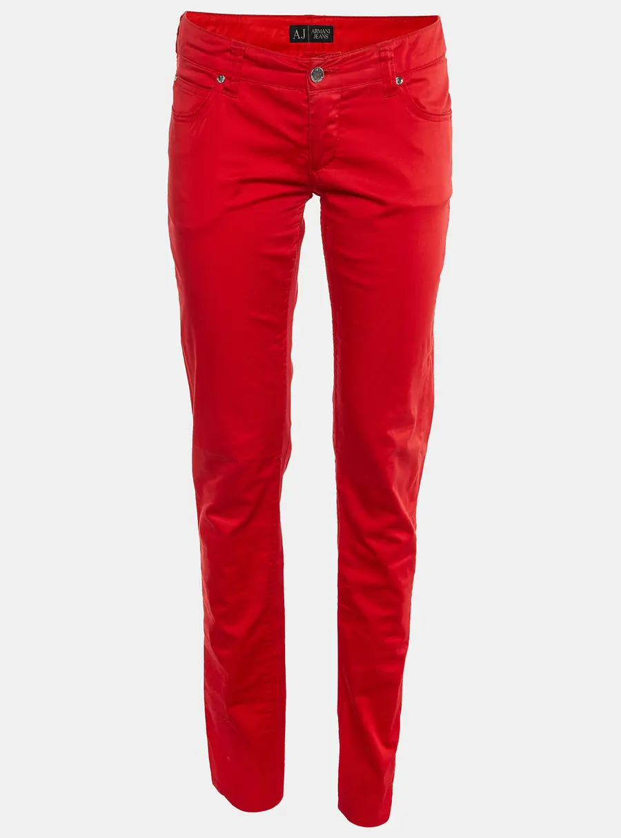 Armani Jeans Red Cotton Slim Fit Pants M/Waist 32"
