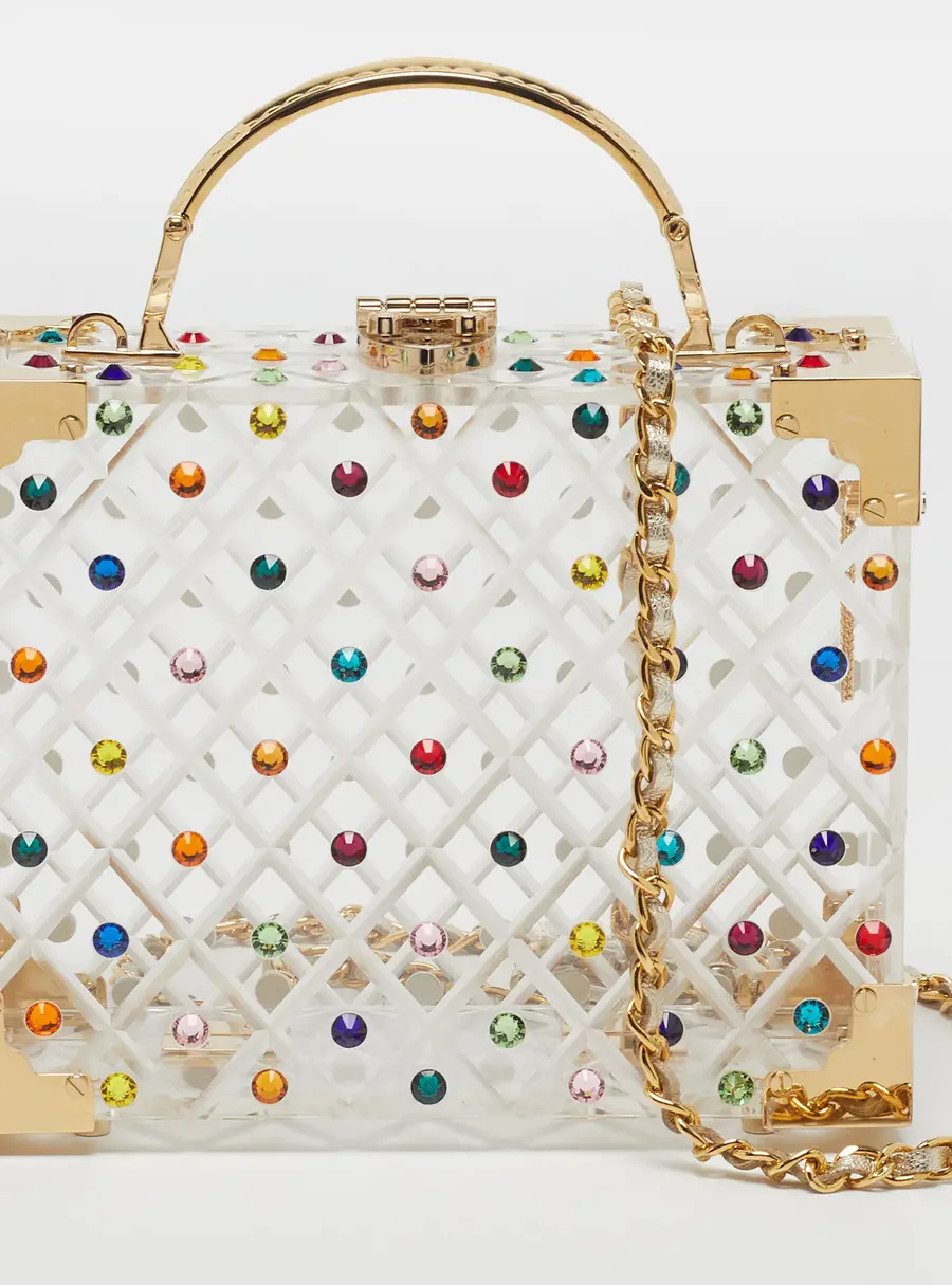 Aspinal of London Trunk Candy Crystals Transparent Diamond Cut Acrylic Top Handle Bag