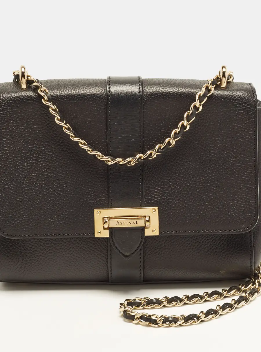 Aspinal Of London Lottie Small Black Leather Shoulder Bag