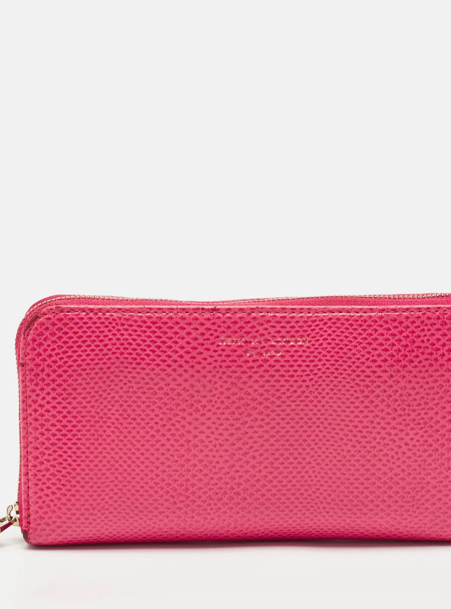Aspinal Of London Pink Karung Leather Zip Around Wallet