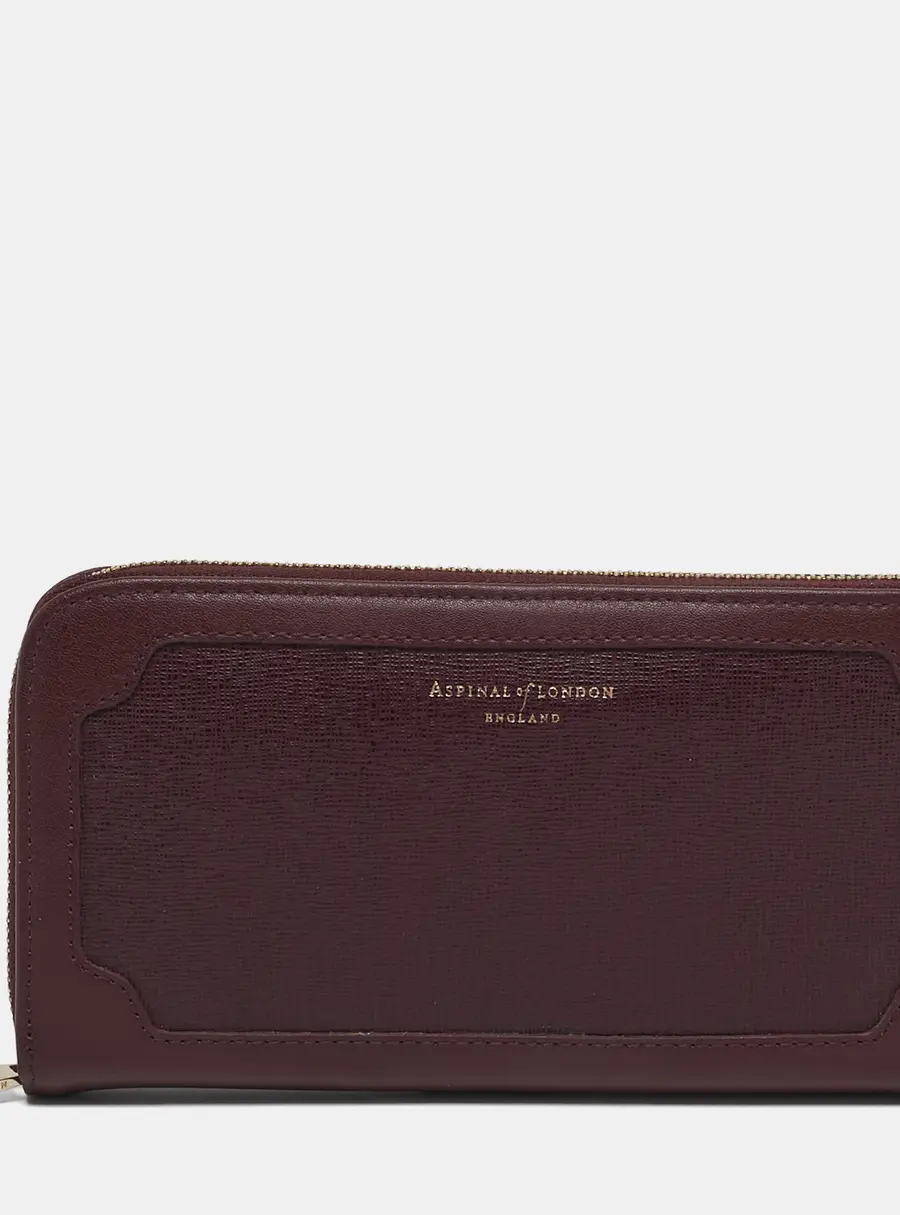 Aspinal Of London Burgundy Leather Zip Continental Wallet