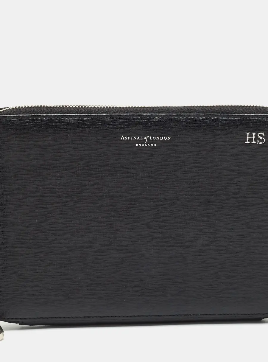 Aspinal Of London Black Leather Tablet Continental Wallet