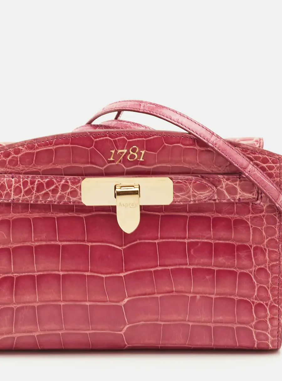 Asprey 1781 Pochette Pink Crocodile Clutch