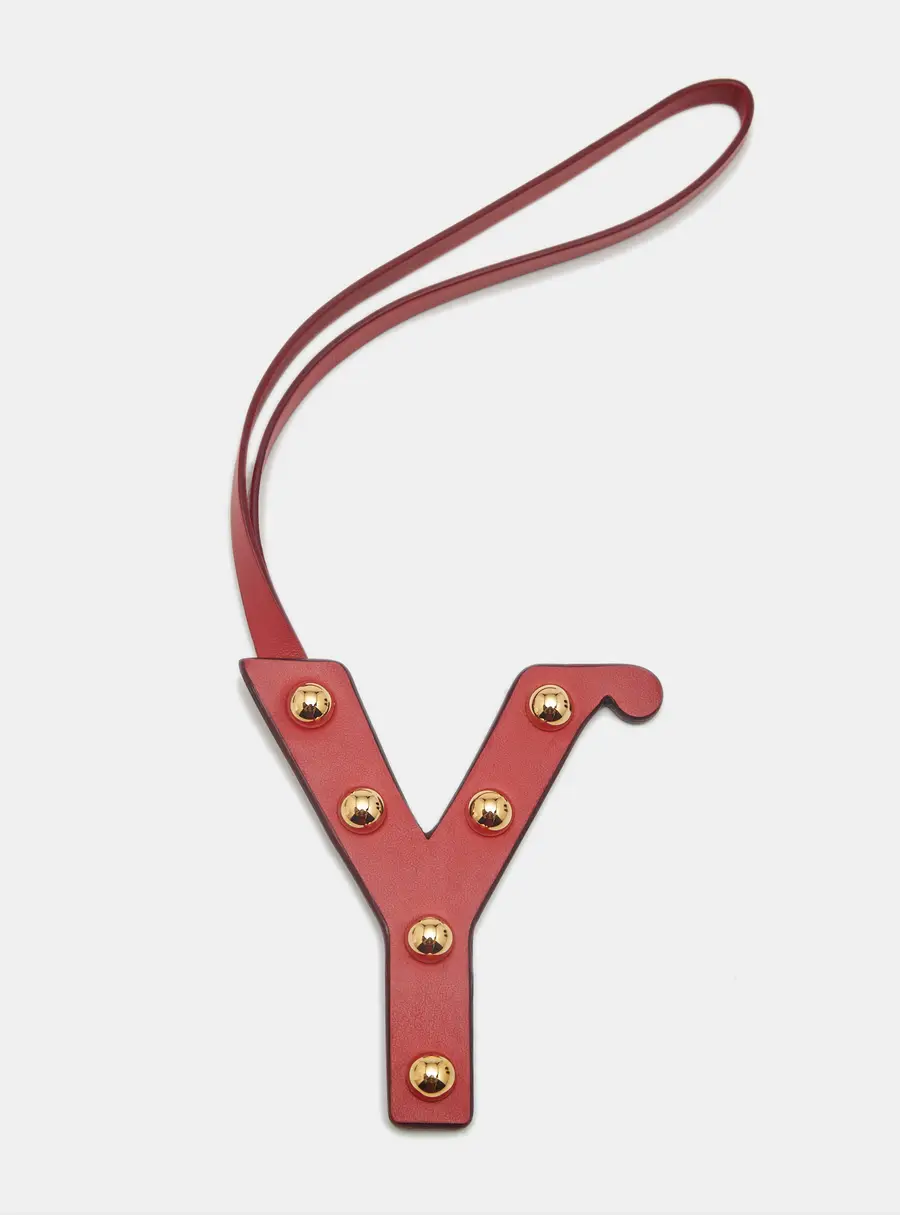 Burberry Alphabet Y Bag Charm Red Leather