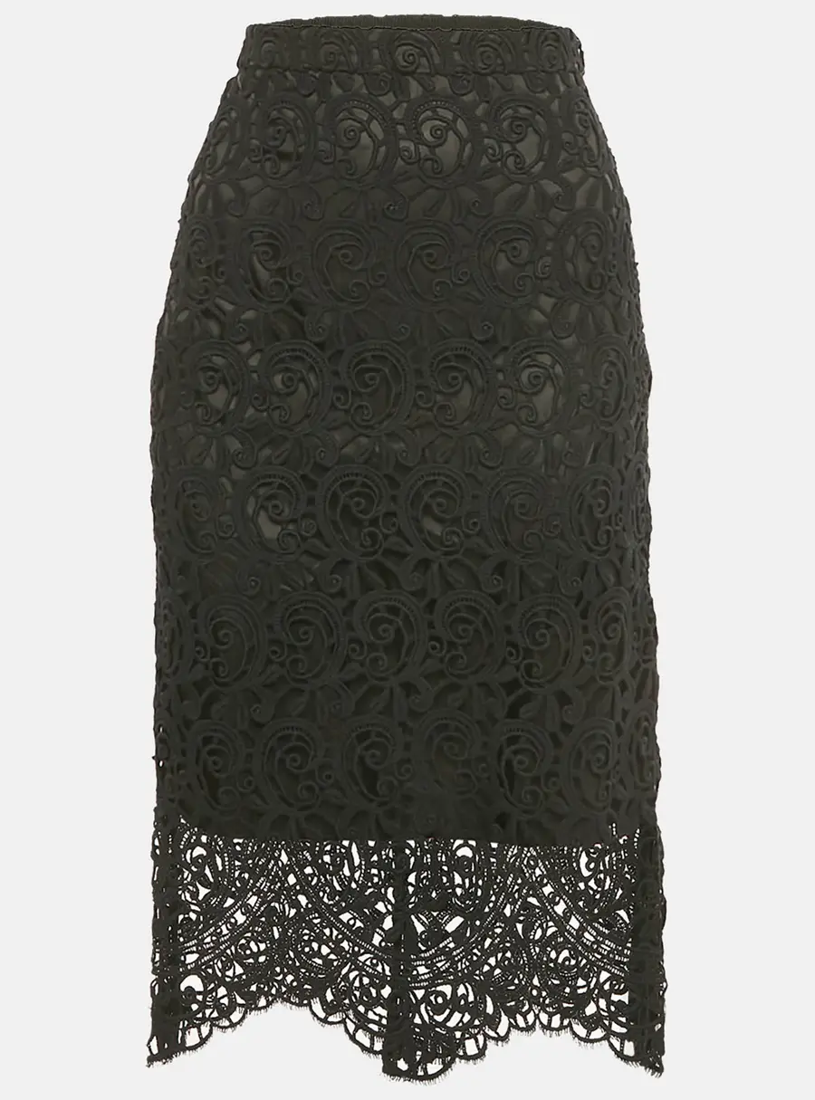 Burberry Black Lace Pencil Skirt S