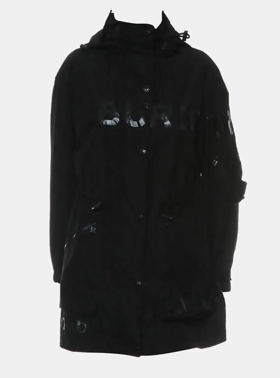 Burberry Polyester Black Dartmouth Horseferry Print Rain Jacket IT 38