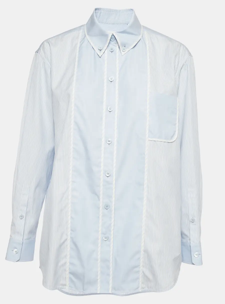 Burberry Blue Striped Poplin Paneled Aida Shirt S