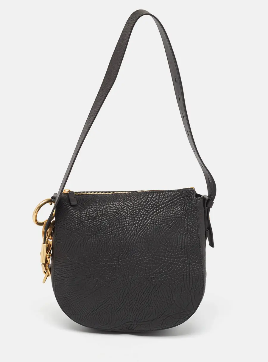 Burberry Black Leather Small Knight Shoulder Bag