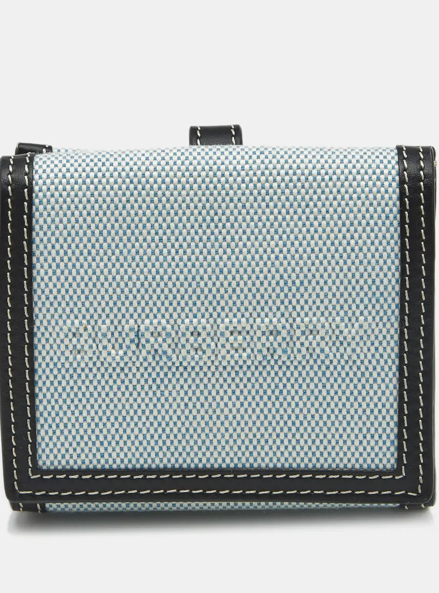 Burberry Luna Light Blue/Black Canvas and Leather French Wallet