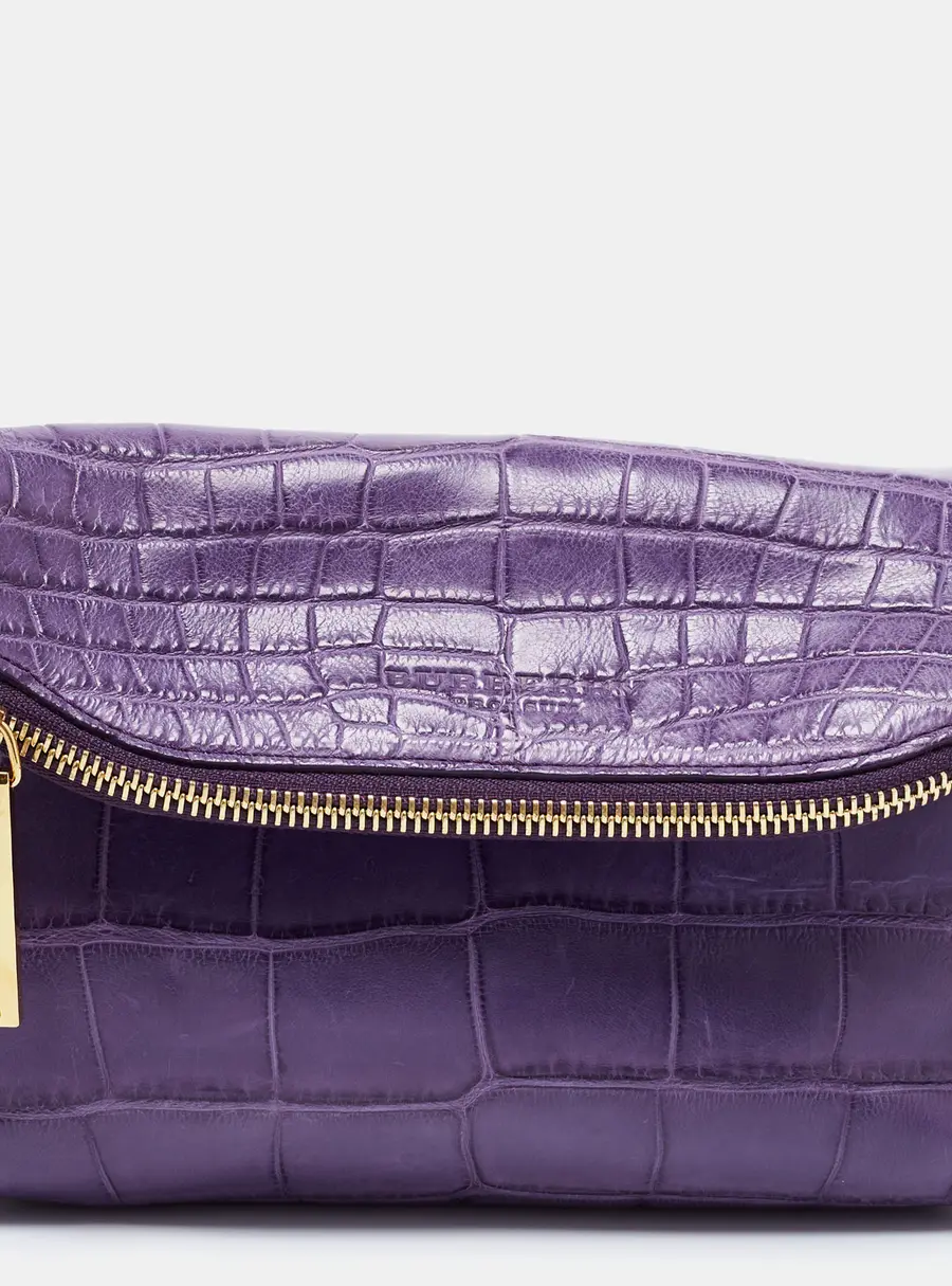 Burberry Prorsum Purple Crocodile Leather Kendal Clutch