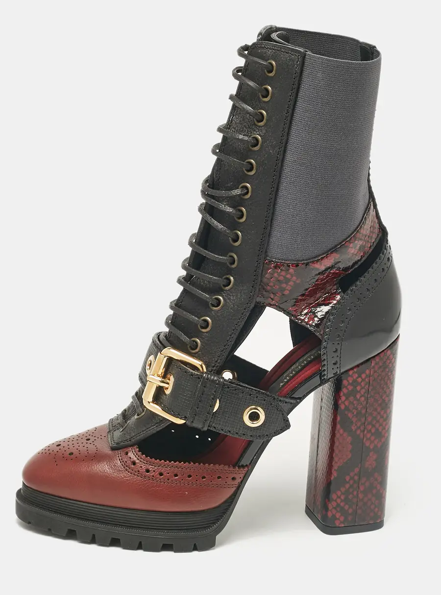Burberry Westmarsh Size 41 Multicolor Leather, Patent Leather and Snakeskin Leather Ankle Length Boots
