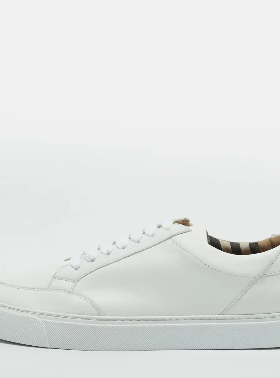 Burberry Salmond Size 37.5 White Leather Low Top Sneakers