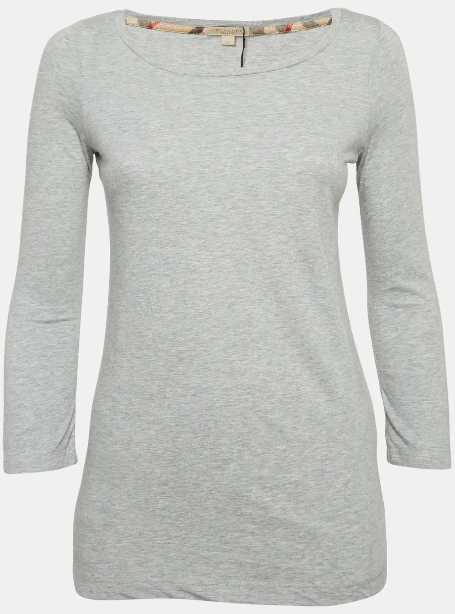 Burberry Brit Grey Cotton Knit Long Sleeve T-Shirt XS