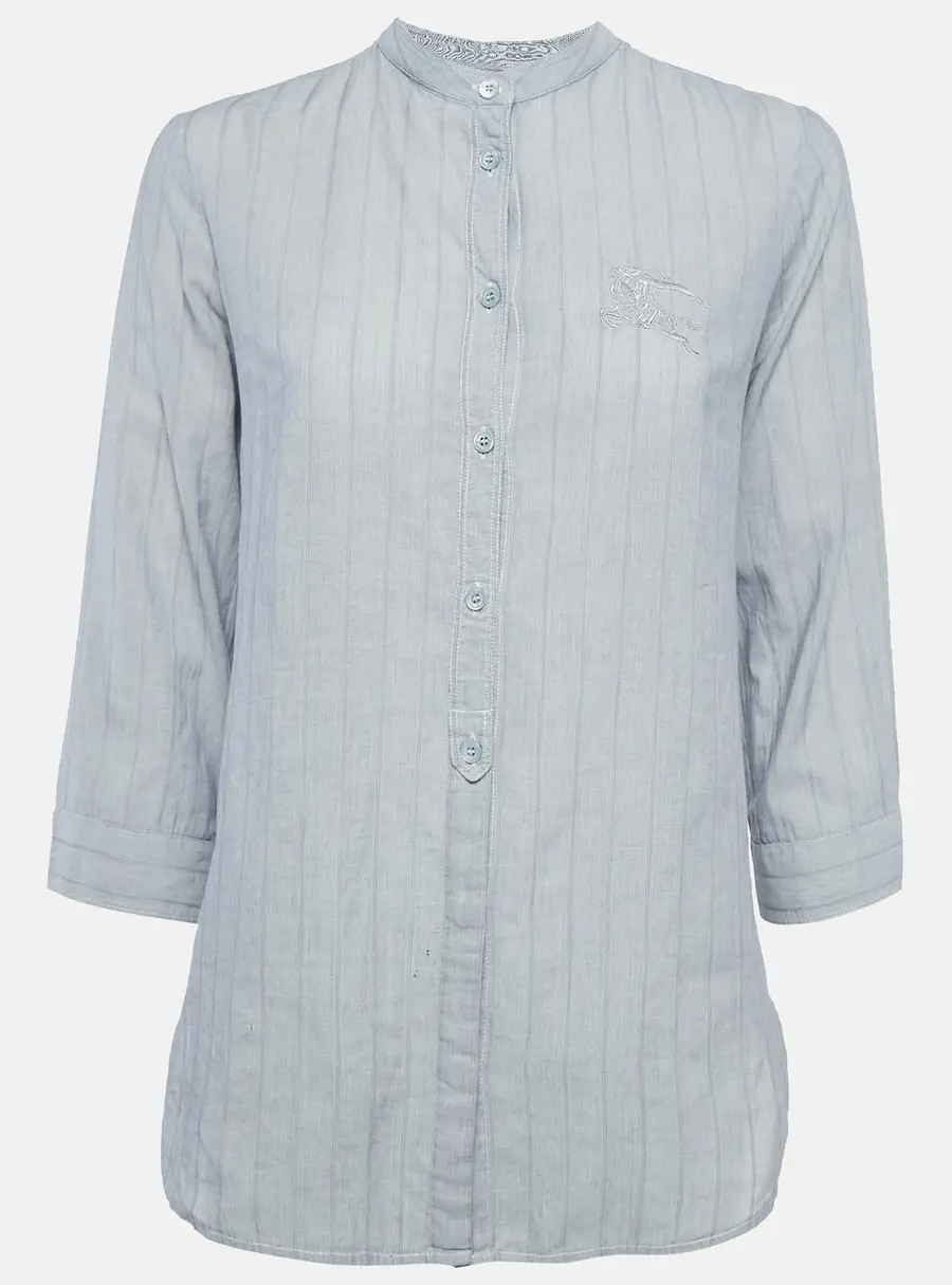Burberry Brit Grey Pinstripe Button Front Blouse S