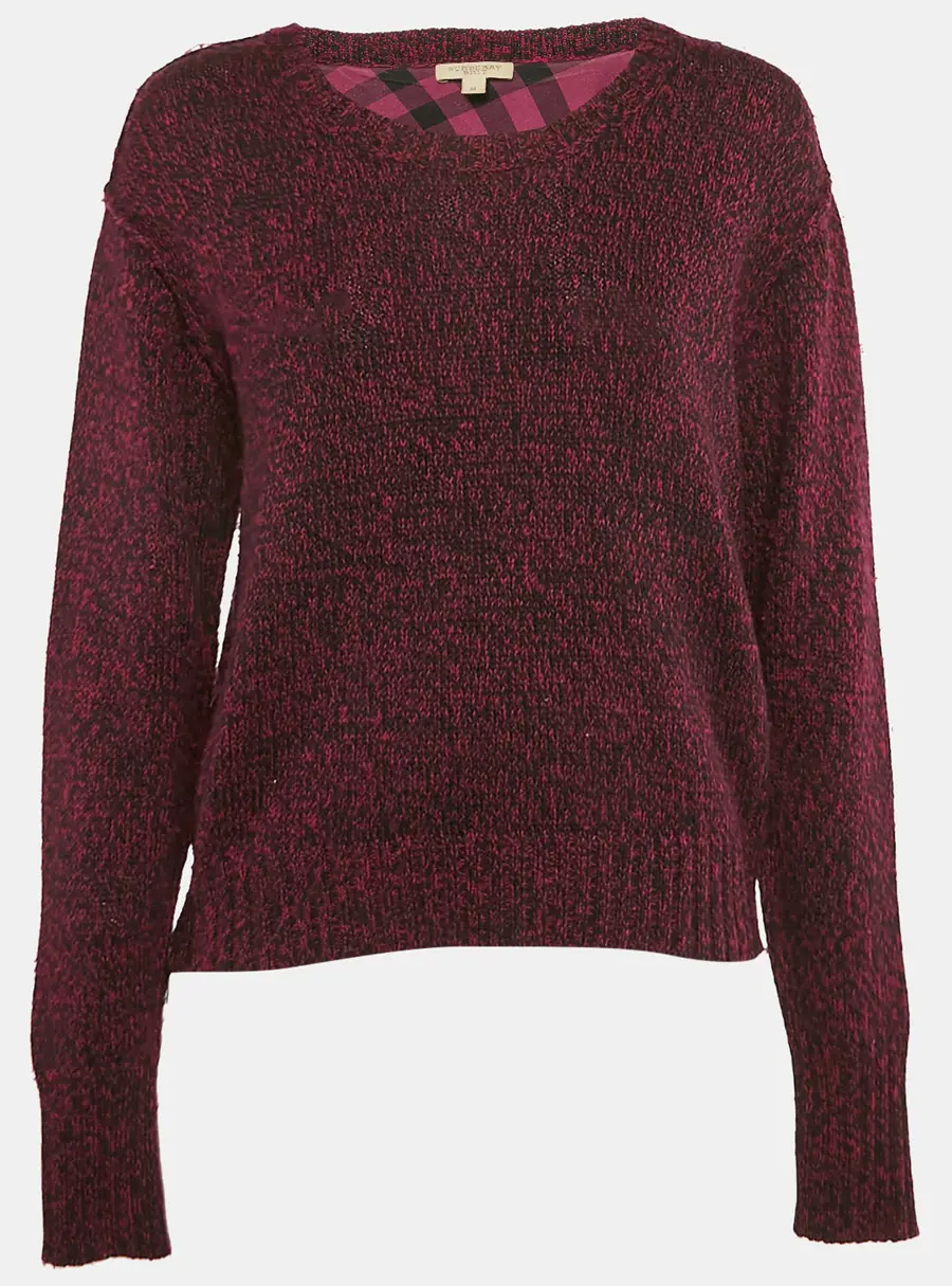 Burberry Brit Purple Cotton and Wool Knit Full Sleeve Sweater M