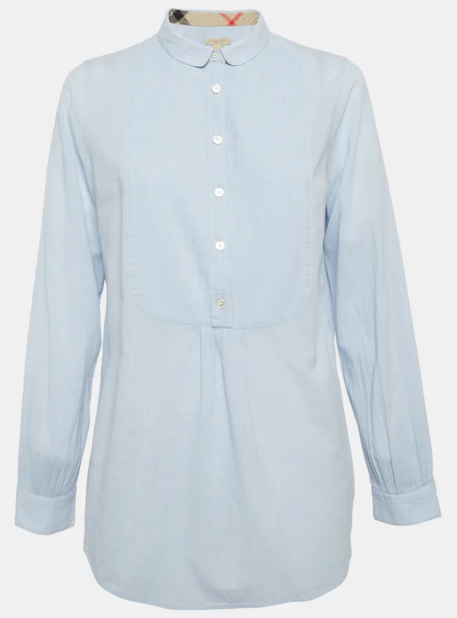 Burberry Brit Blue Cotton Shirt Blouse L