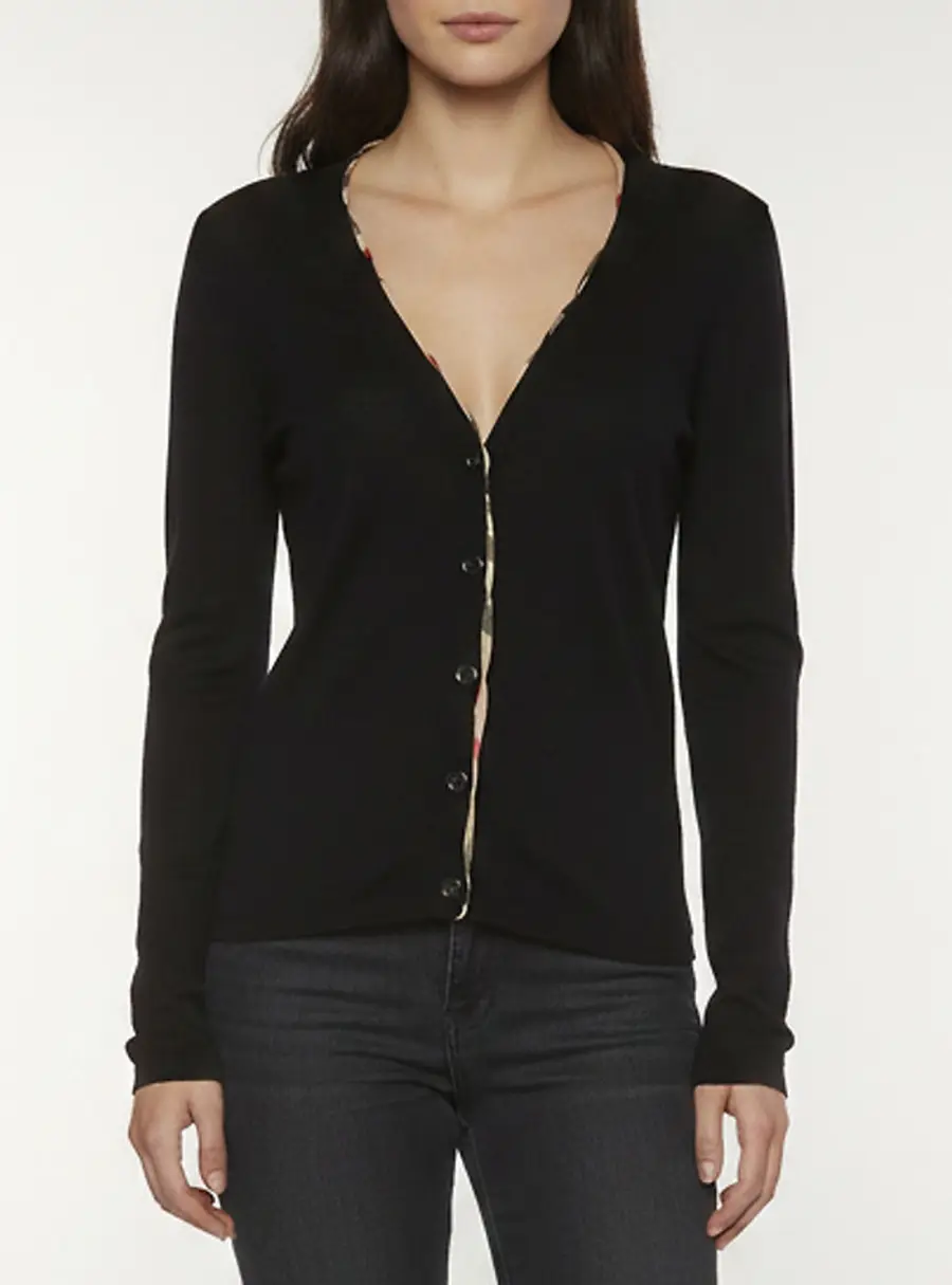 Burberry Brit Navy Blue Wool Knit Button Up Cardigan S