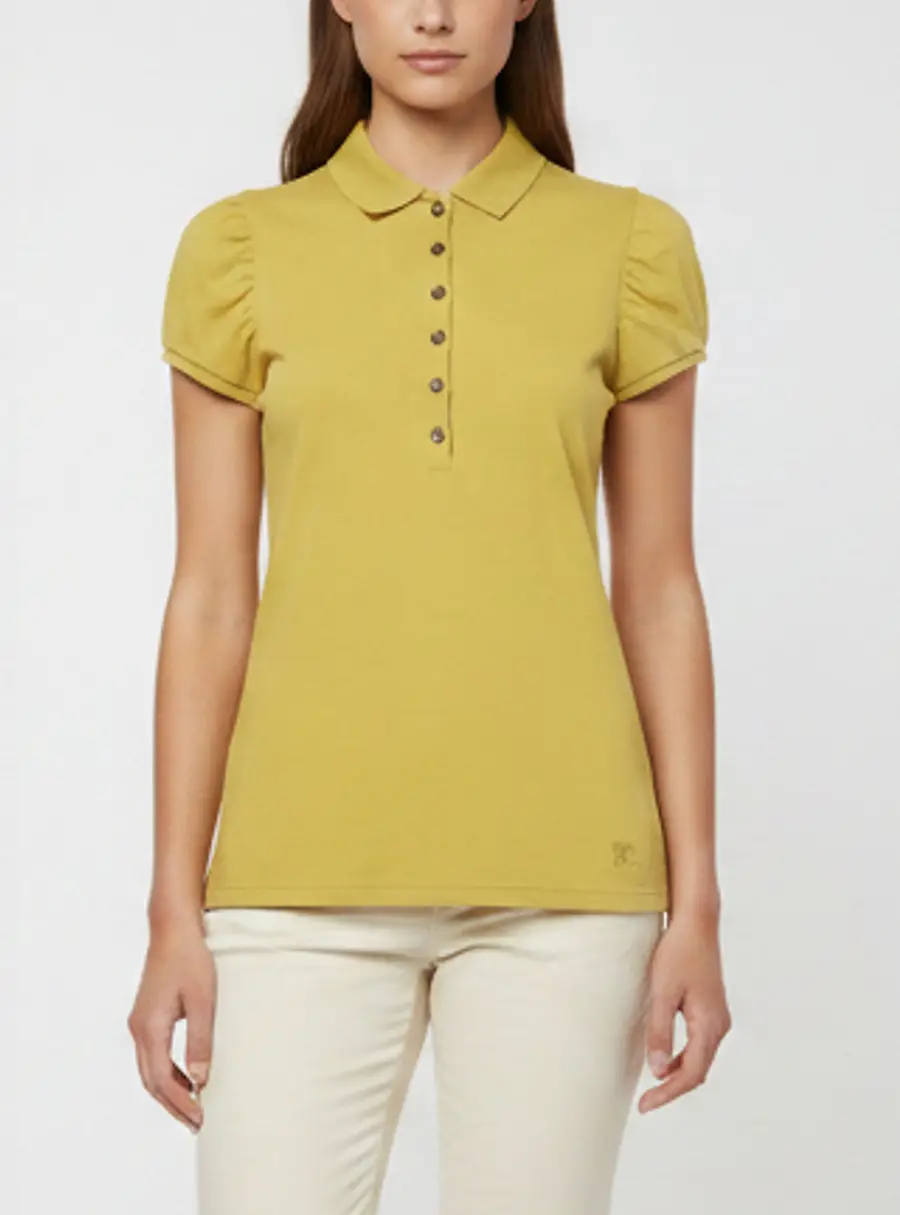 Burberry Brit Yellow Piqué Knit Puffed Sleeve Polo T-Shirt M