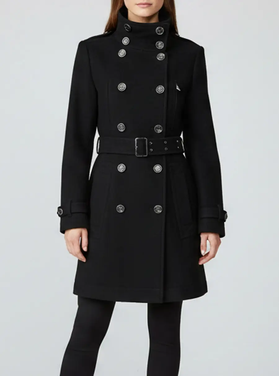 Burberry Brit Black Wool Double Breasted Daylesmoore Trench Coat M