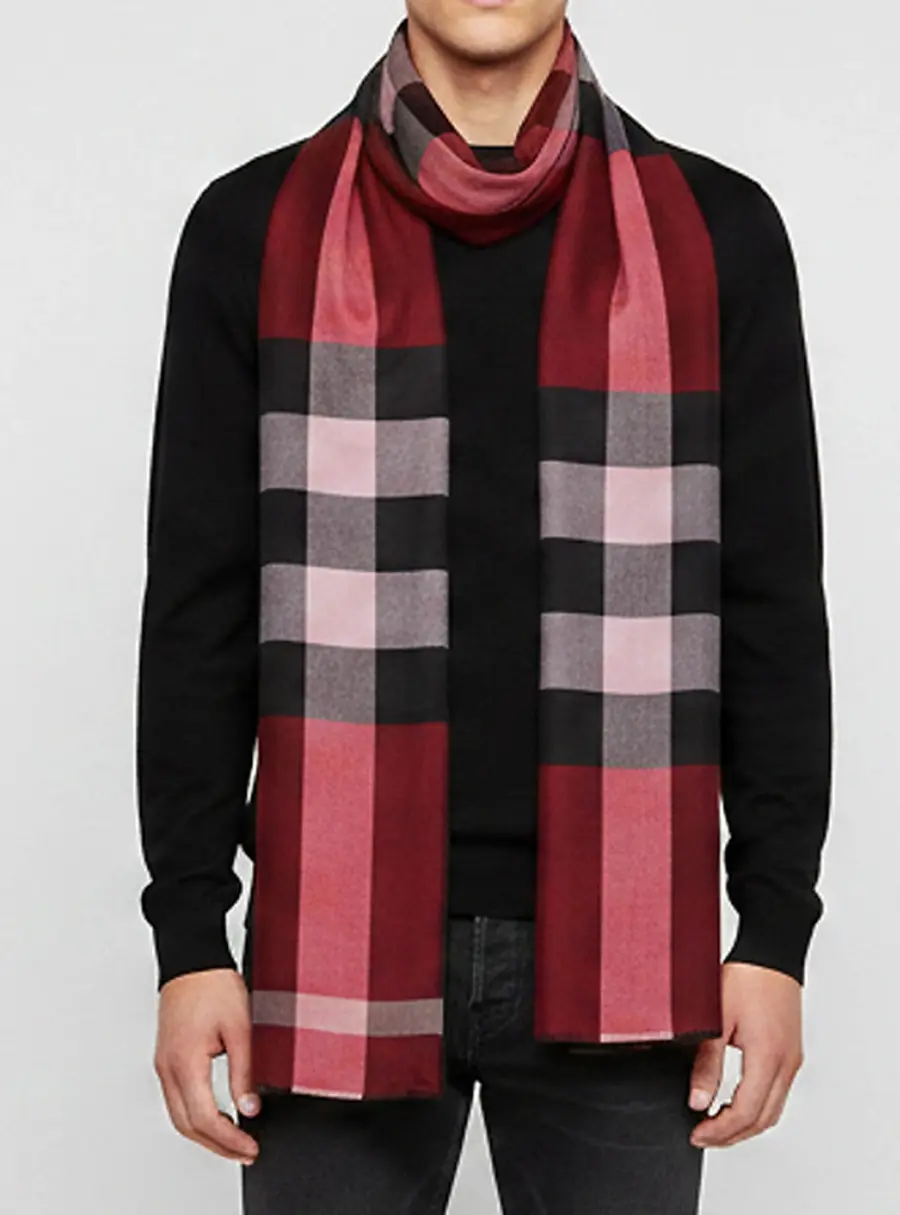 Burberry London Multicolor Checked Pattern Silk Scarf