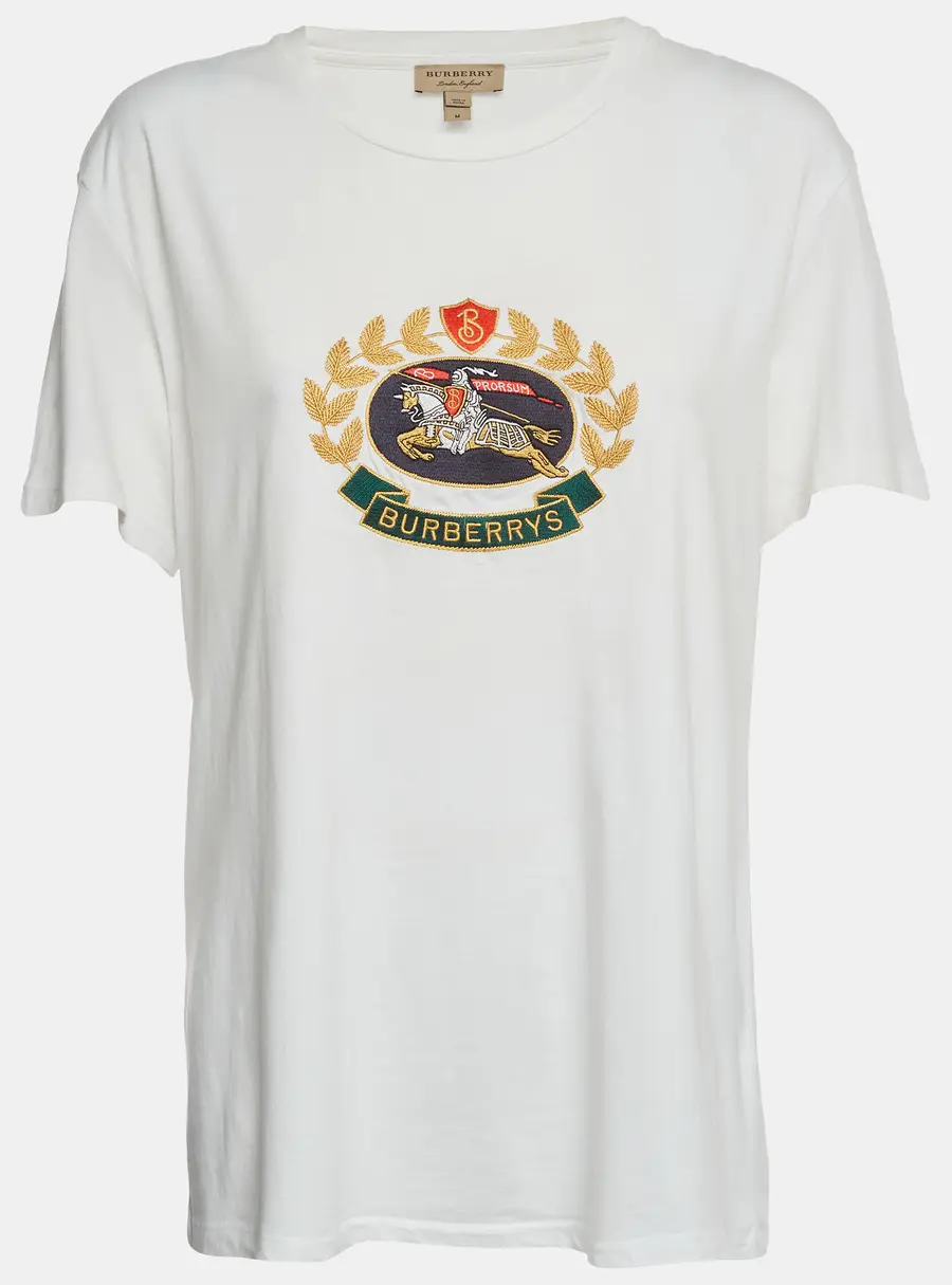 Burberry London White Printed Jersey Short Sleeve T-Shirt M