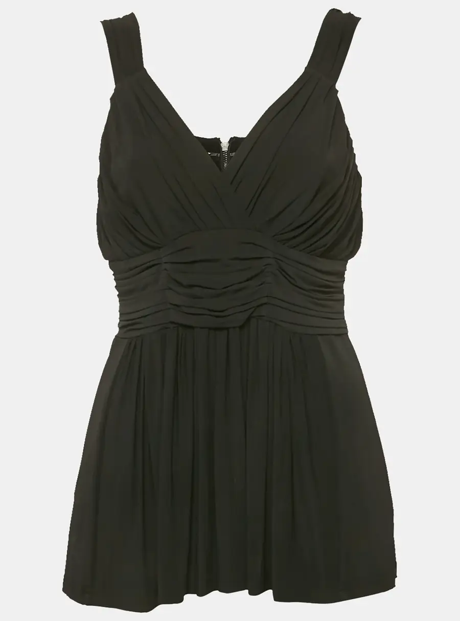 Burberry London Black Jersey Draped V-Neck Top M