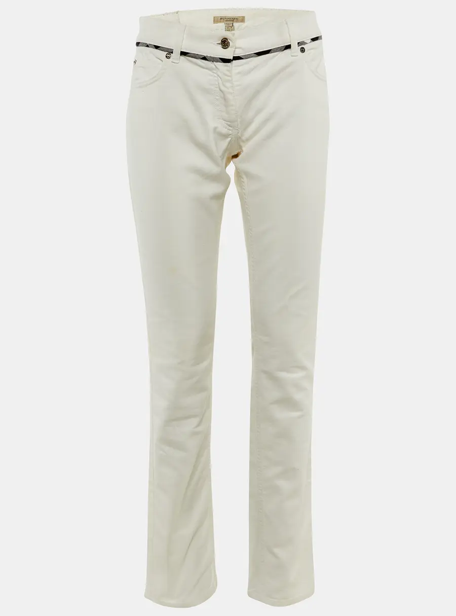 Burberry White Denim Straight Fit Jeans M Waist 32"