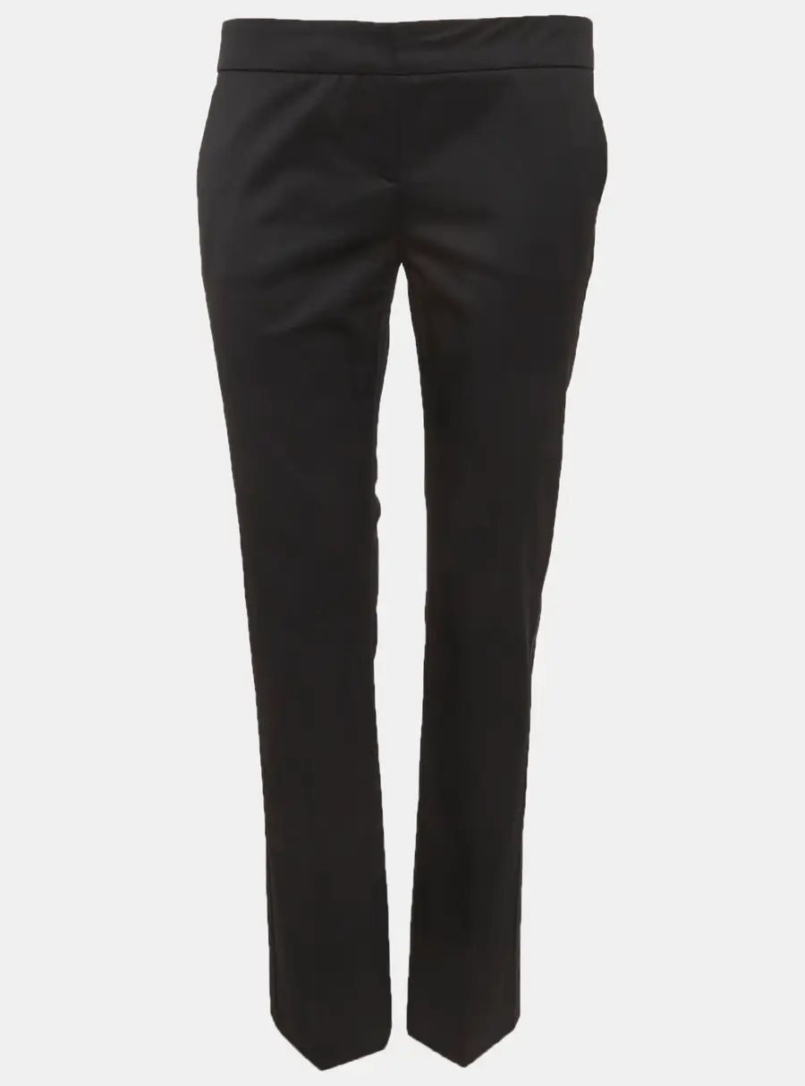 Burberry London Black Gabardine Satin Trim Straight Fit Trousers S