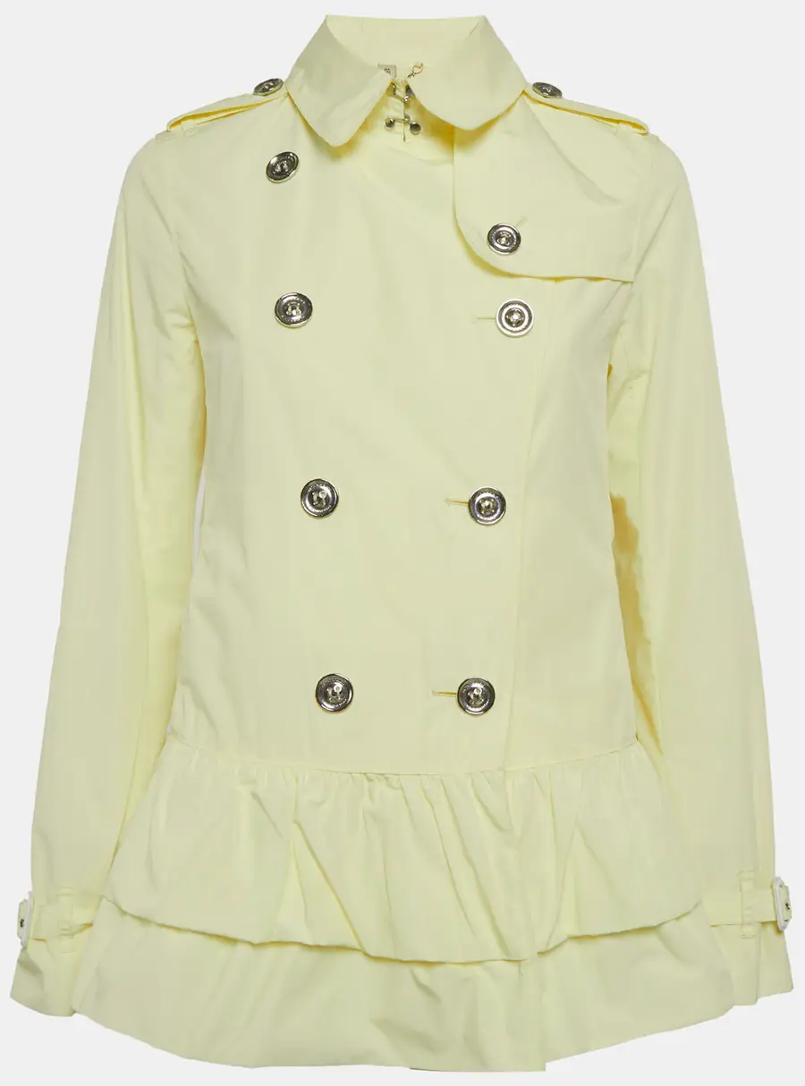 Burberry Yellow Nylon Double Breasted Trench Coat S