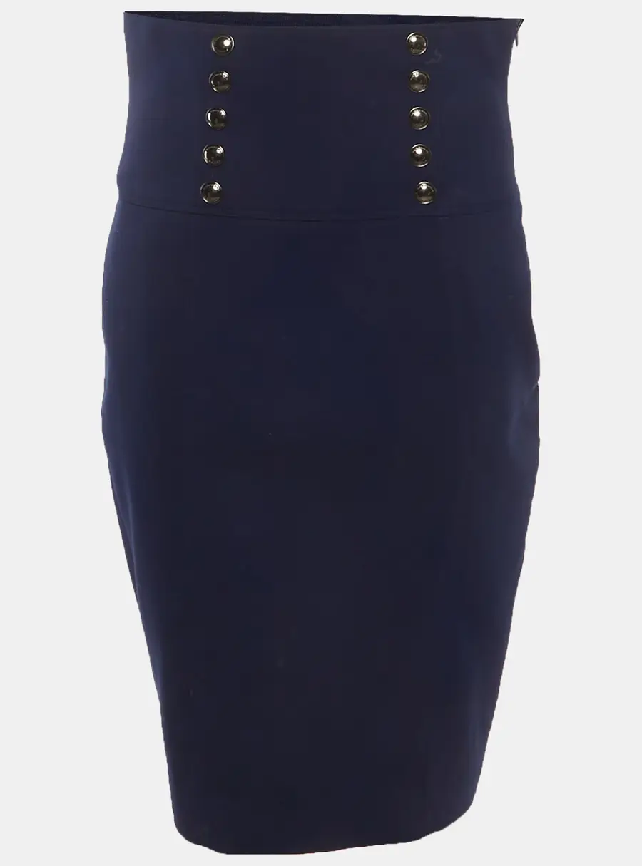Burberry London Blue Gabardine High Waist Pencil Skirt M