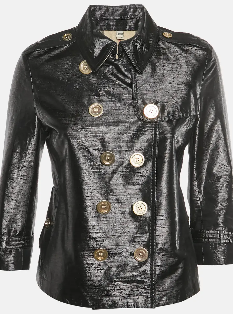 Burberry London Black Metallic Double Breasted Jacket S