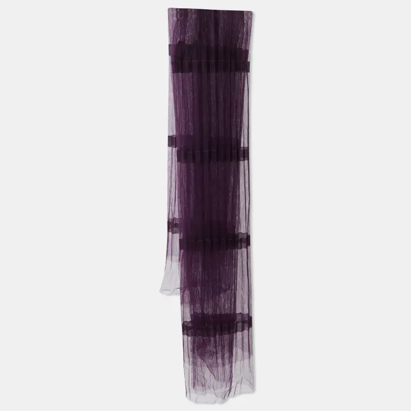Burberry Prorsum Purple Striped Net Sheer Pony Hair Scarf