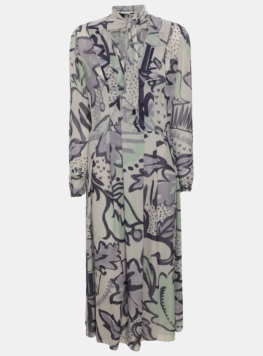 Burberry Prorsum Multicolor Chiffon Pleated Midi Dress M