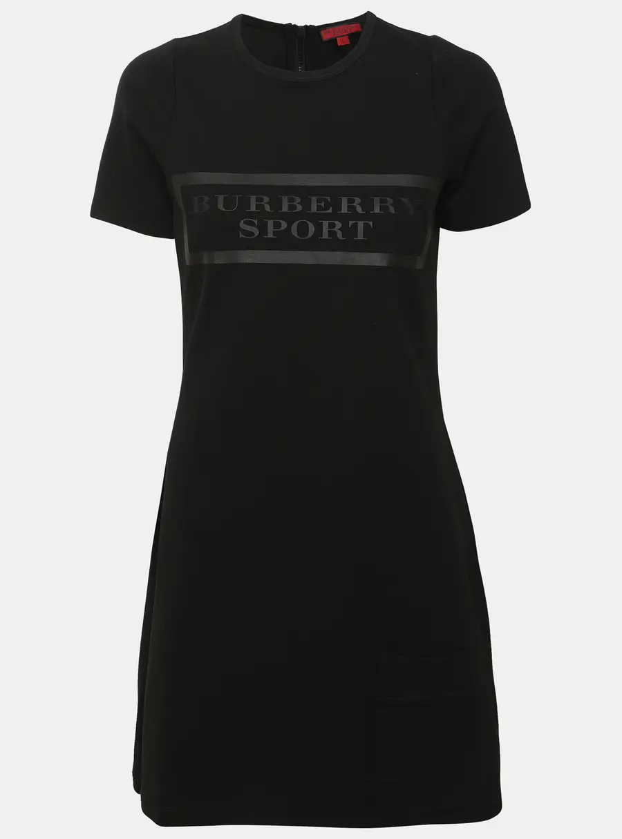Burberry Black Logo Print Jersey Mini Dress L