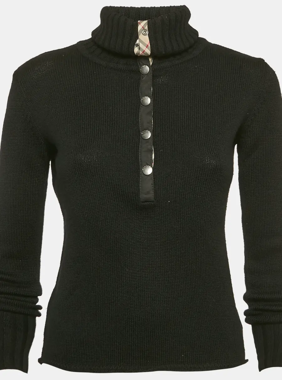 Burberry Black Merino Wool Knit Turtleneck Sweater XS