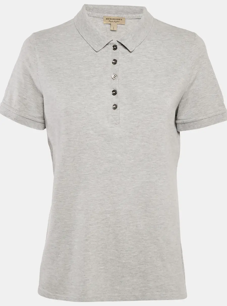 Burberry Grey Cotton Pique Polo T-Shirt L