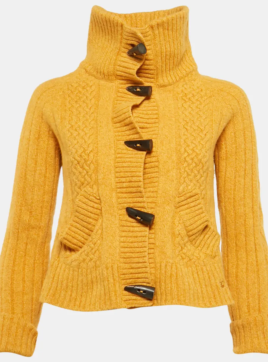 Burberry Mustard Wool Turtle Neck Long Sleeve Sweater L