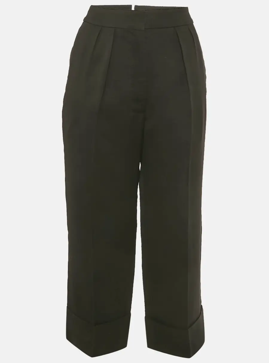 Burberry Black Wool Pleated Trousers S