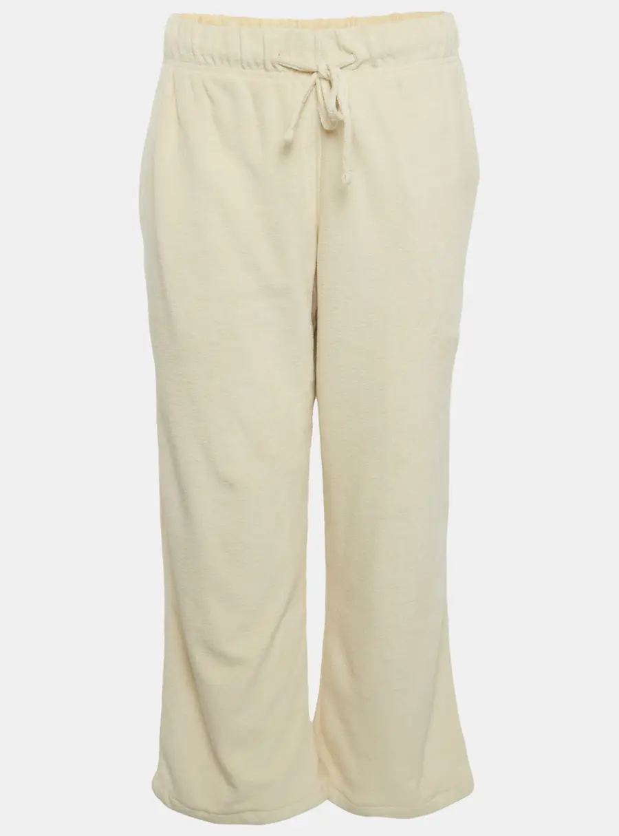 Burberry Cream Terry Drawstring Wide Leg Pants S